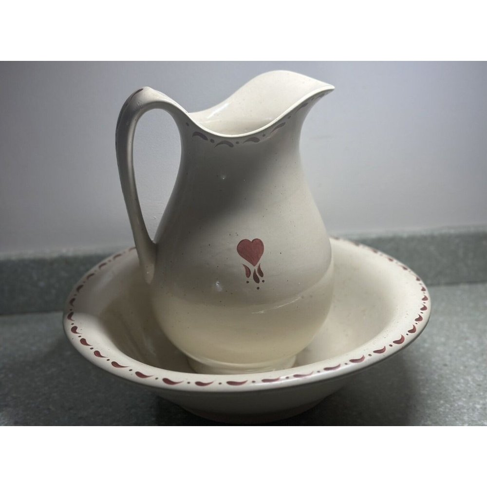 Large Pitcher And Bowl Wash Basins Heart Of Love Granny Core Cabin Country